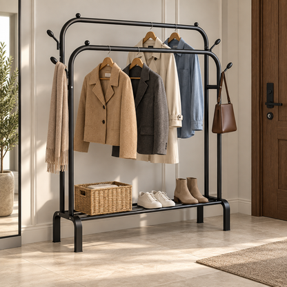 Double-Rail Freestanding Clothes Rack